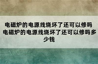 电磁炉的电源线烧坏了还可以修吗 电磁炉的电源线烧坏了还可以修吗多少钱